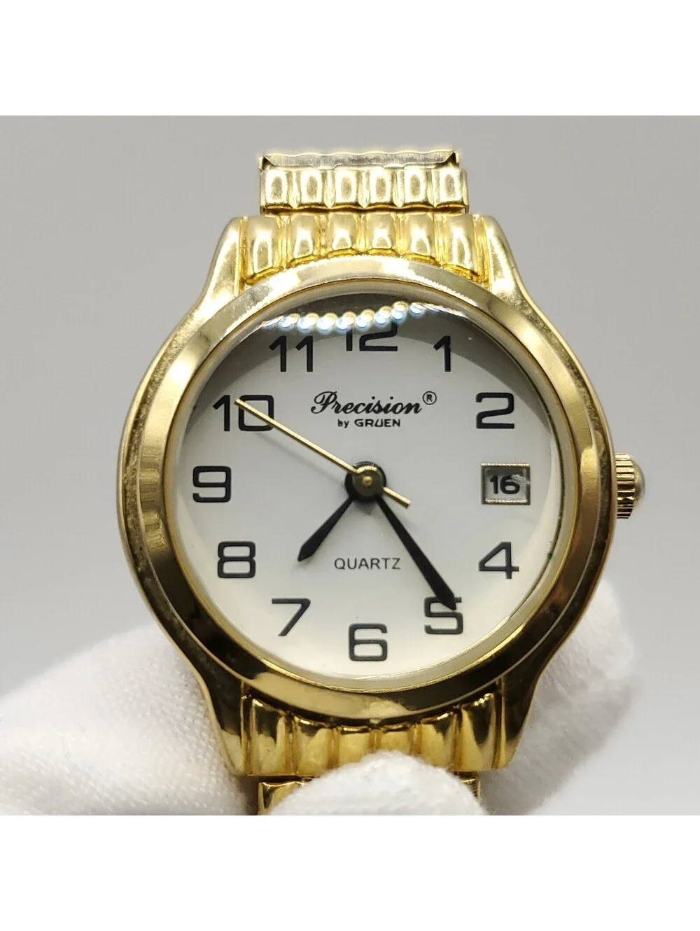 Gruen Precision Quartz Watch Women 24mm White Date Dial New Battery